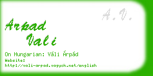 arpad vali business card