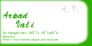 arpad vali business card